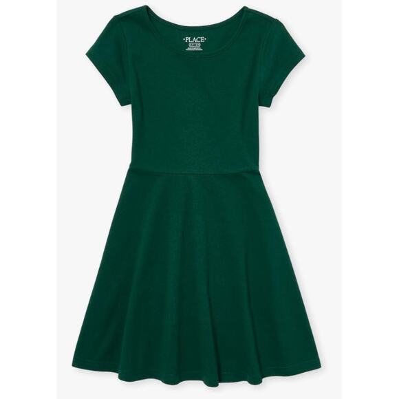 The Childrens Place Girls Short Sleeve Basic Skater Dress Spruce Green Size S - Picture 1 of 4